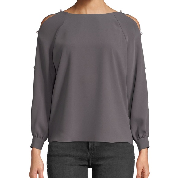Amanda Uprichard Genesse Pearl Cold-Shoulder Long-Sleeve Top - Picture 1 of 9